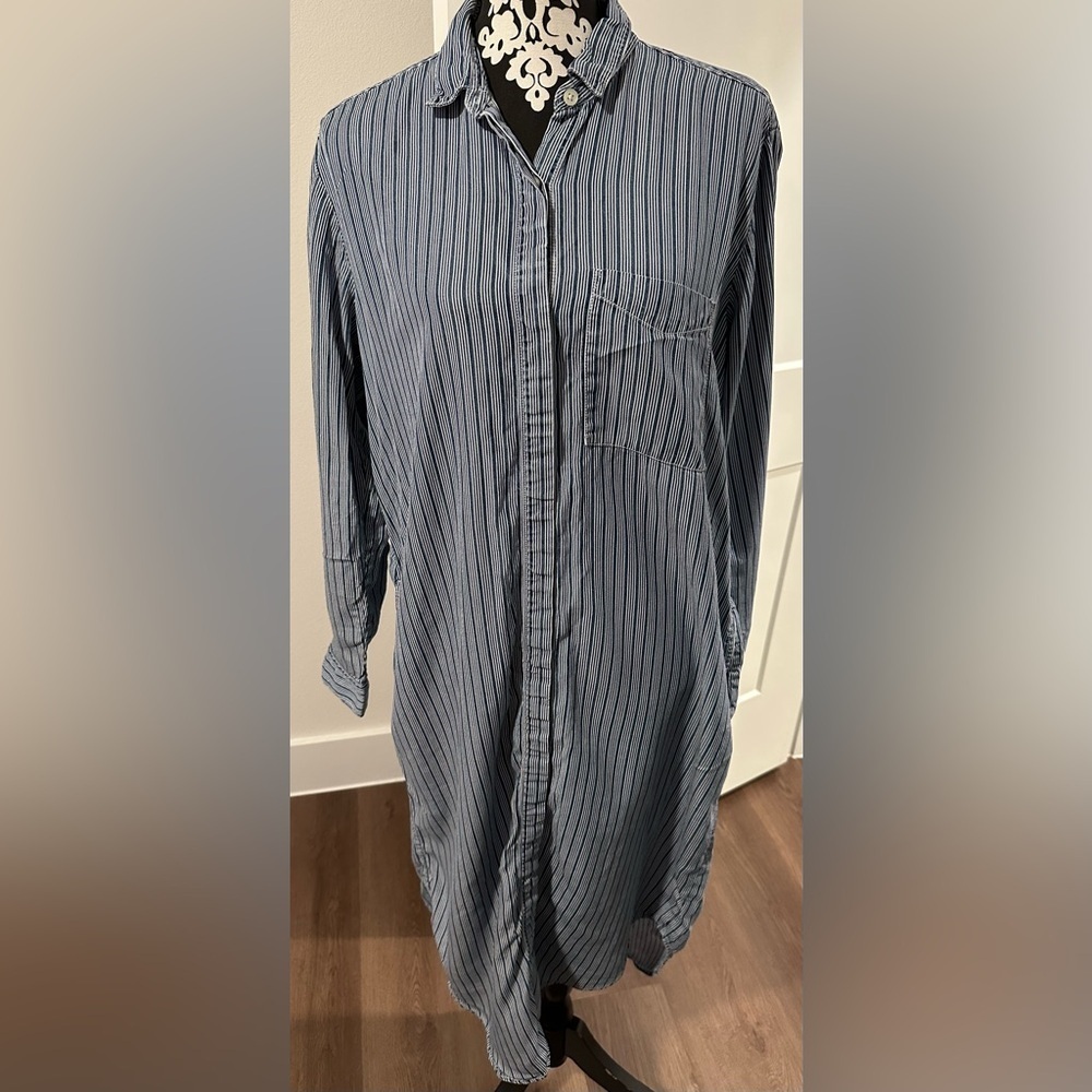 GAP pinstripe long-sleeve button-down shirt dress